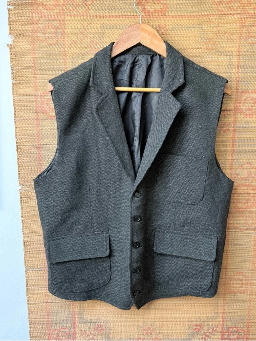 Mens Herringbone Wool Waistcoat Vest 40-42